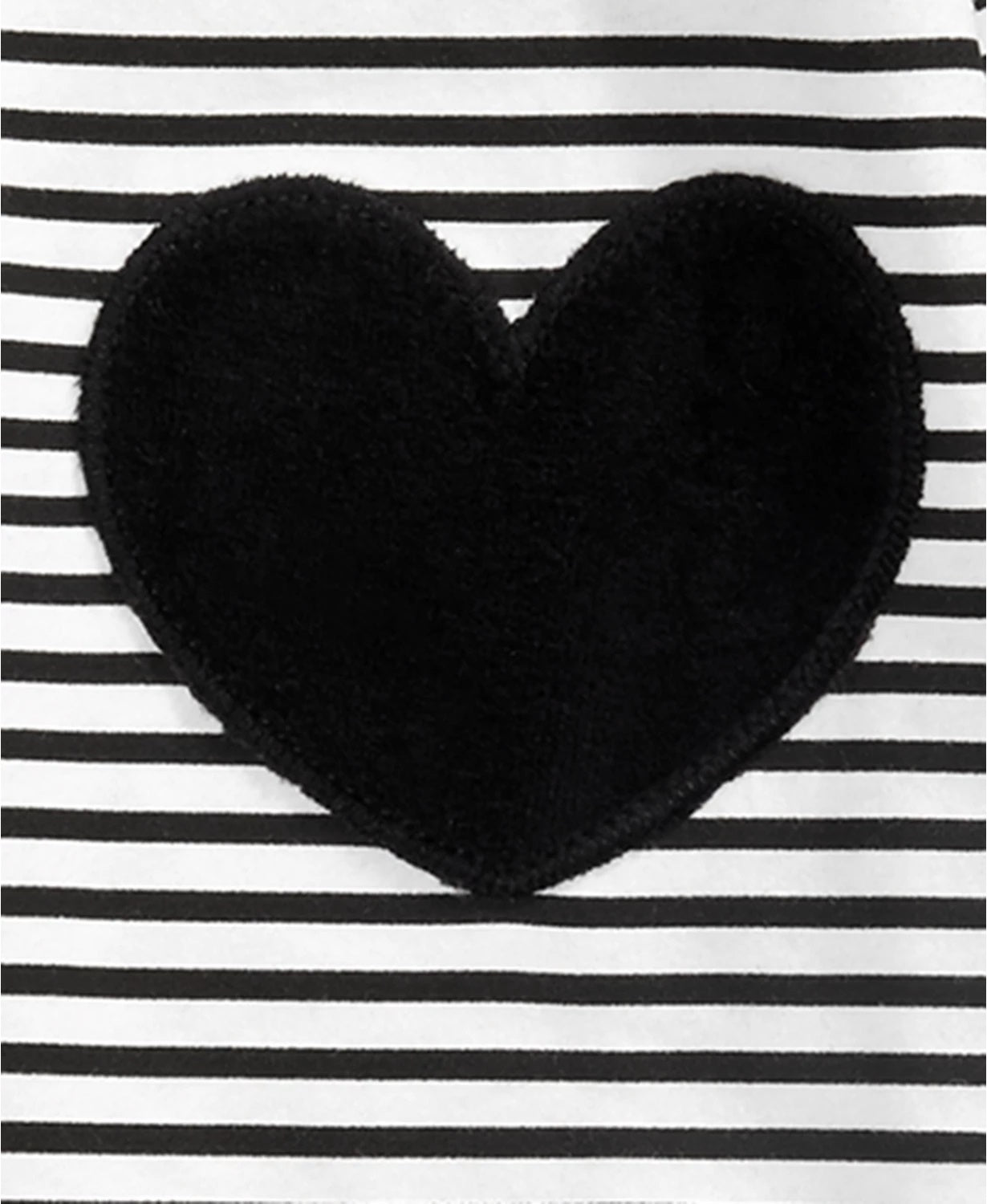 First Impressions Baby Girls Striped Hearts Cotton Tunic Black Size 24MOS