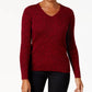 Karen Scott Women's Petite Cotton Ribbed Marled Sweater Bright Red Size Medium