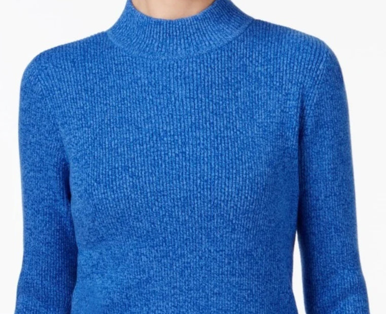 Karen Scott Women's Cotton Mock-Neck Sweater Blue Size Medium