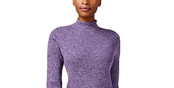 Karen Scott Women's Cotton Mock Neck Sweater Purple Size Small