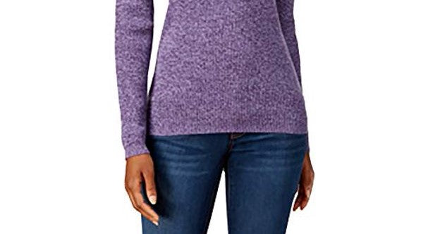 Karen Scott Women's Cotton Mock Neck Sweater Purple Size Small