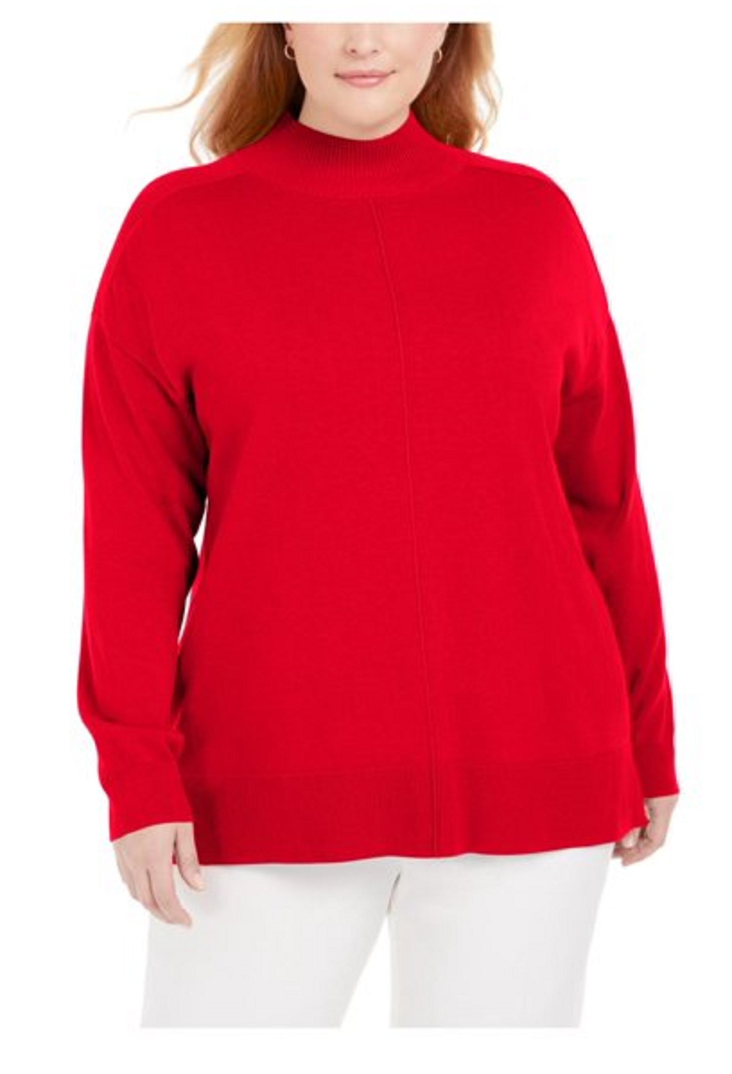 Karen Scott Women's Cotton Mock-Neck Sweater Bright Red Size XX Large