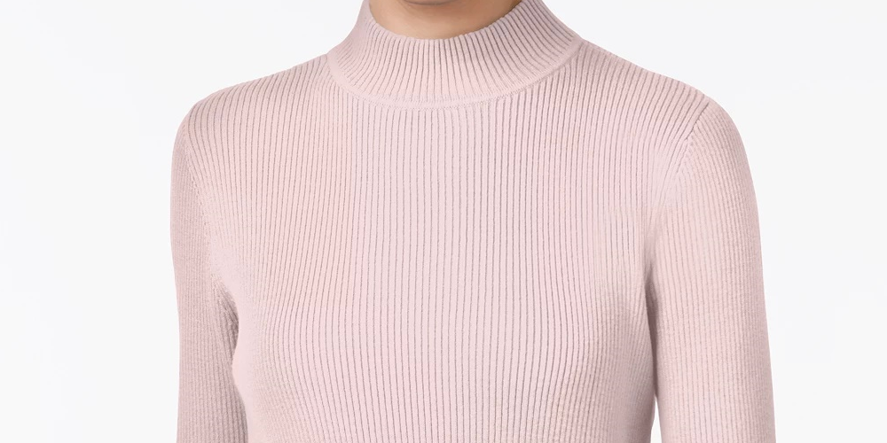 Karen Scott Women's Cotton Ribbed Turtleneck Top Pink Size Medium