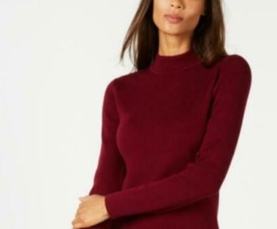 Karen Scott Women's Cotton Ribbed Turtleneck Top Red Size X-Large