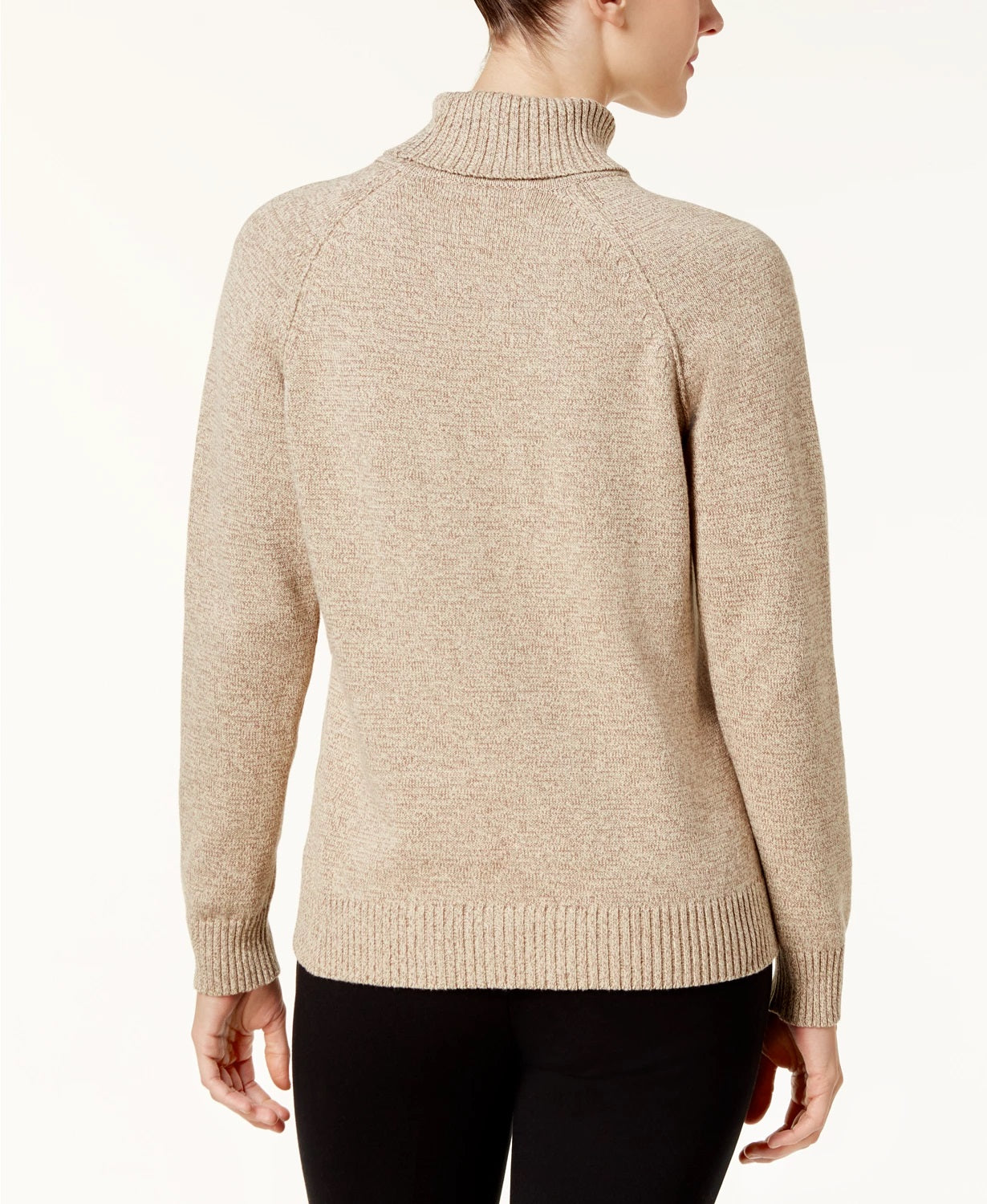Karen Scott Women's Marled Cotton Turtleneck Sweater Brown Size Medium