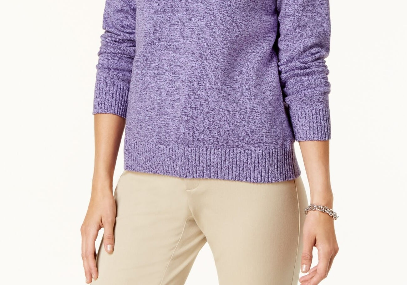 Karen Scott Women's Marled Cotton Turtleneck Sweater Purple Size X-Small