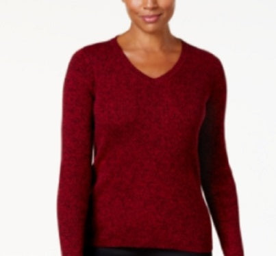 Karen Scott Women's Cotton V-Neck Sweater Red Size Large