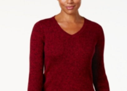 Karen Scott Women's Cotton V-Neck Sweater Red Size X-Large