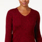 Karen Scott Women's Cotton V-Neck Sweater Red Size Small