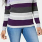 Karen Scott Women's Cotton Striped Sweater Purple Size Large