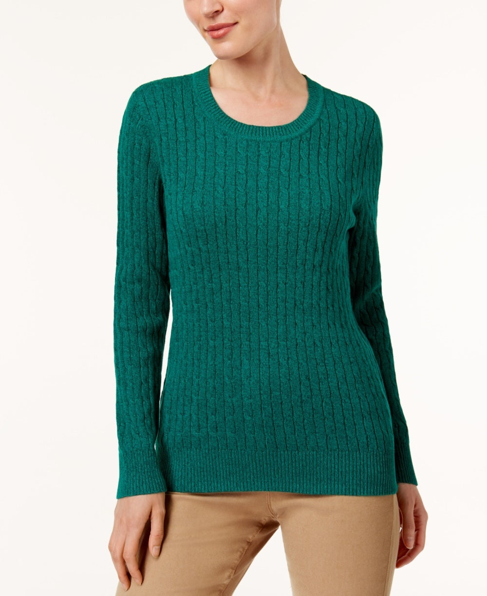 Karen Scott Women's Cotton Marled Knit Sweater Green Size Small