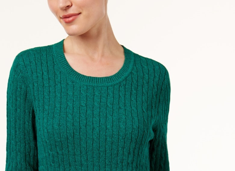 Karen Scott Women's Cotton Marled Knit Sweater Green Size Small