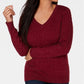Karen Scott Women's Cable-Knit V-Neck Sweater Medium Red Size Medium