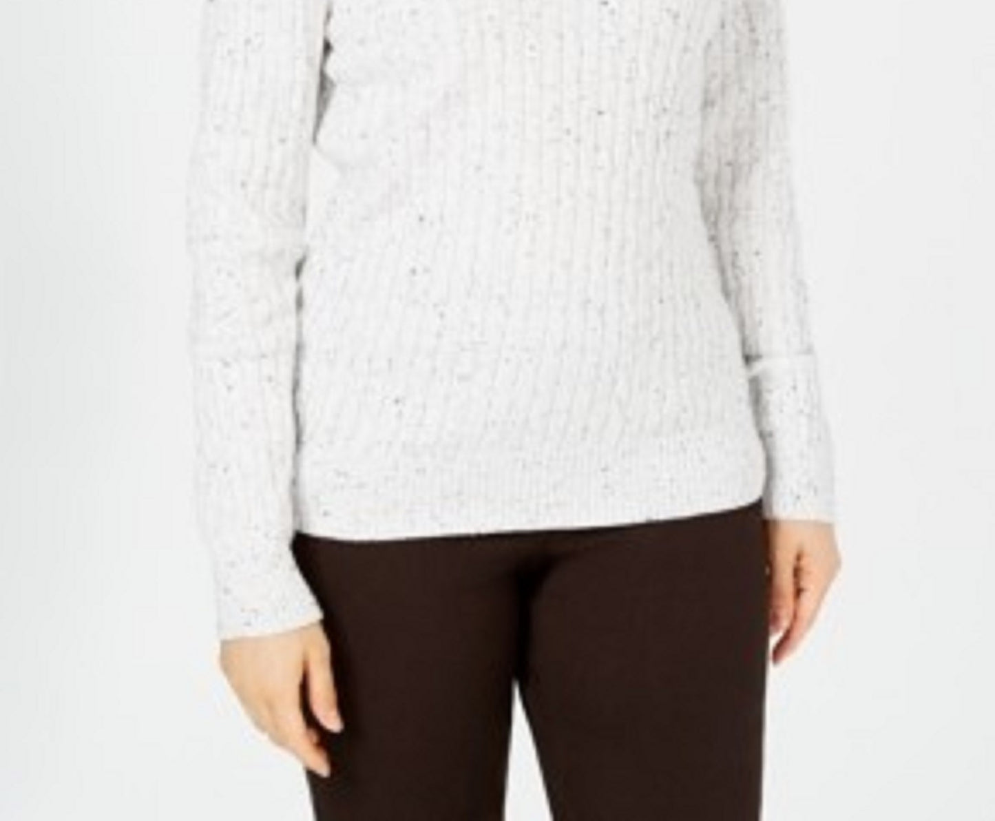 Karen Scott Women's Cable-Knit V-Neck Sweater Natural Size Medium