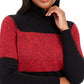 Karen Scott Women's Colorblock Cotton Turtleneck Sweater Red Size Petite Medium