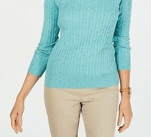 Karen Scott Women's Cable-Knit Sweater Blue Size Small