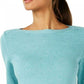 Karen Scott Women's Cotton Boat-Neck Sweater Teal Aqua Size Large