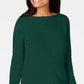Karen Scott Women's Cotton Boat Neck Sweater Green Size Small