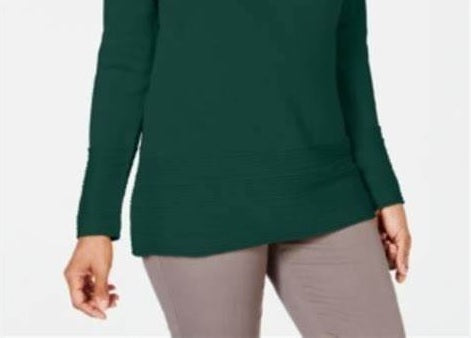 Karen Scott Women's Cotton Boat Neck Sweater Green Size Medium