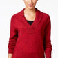 Karen Scott Women's Cotton Marled Shawl-Collar Sweater Red Size Large