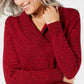Karen Scott Women's Cotton Marled Shawl-Collar Sweater Bright Red Size Small