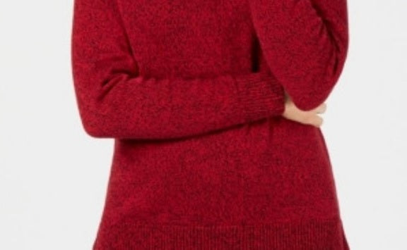 Karen Scott Women's Cotton Marled Shawl-Collar Sweater Bright Red Size Extra Large