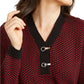 Karen Scott Women's Contrast-Trim Textured Cotton Sweater Bright Red Size Extra Small
