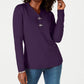Karen Scott Women's Cotton Toggle Henley Sweater Purple Size Petite Small