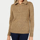 Karen Scott Women's Marled-Knit Quarter-Zip Sweater Brown Size XX Large