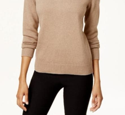 Karen Scott Women's Marled Knit Quarter Zip Sweater Brown Size Small