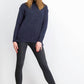 Karen Scott Women's Mock-Neck Shimmer Sweater Navy Size Extra Small