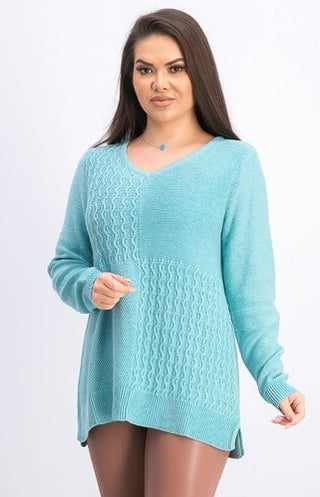 Karen Scott Women's Cotton Mixed-Stitch Sweater Blue Size Small