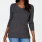 Karen Scott Women's Cotton Mixed-Stitch Sweater Charcoal Size Extra Large