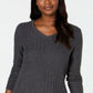 Karen Scott Women's Cotton Mixed-Stitch Sweater Charcoal Size Extra Large