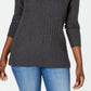 Karen Scott Women's Cotton Mixed-Stitch Sweater Charcoal Size Extra Large