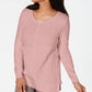 Karen Scott Women's Cotton Mixed Stitch Sweater Pink Size Medium