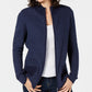 Karen Scott Women's Textured Zip-Front Cardigan Navy Size Medium