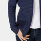 Karen Scott Women's Textured Zip-Front Cardigan Navy Size Medium