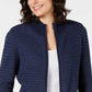 Karen Scott Women's Textured Zip-Front Cardigan Navy Size Medium