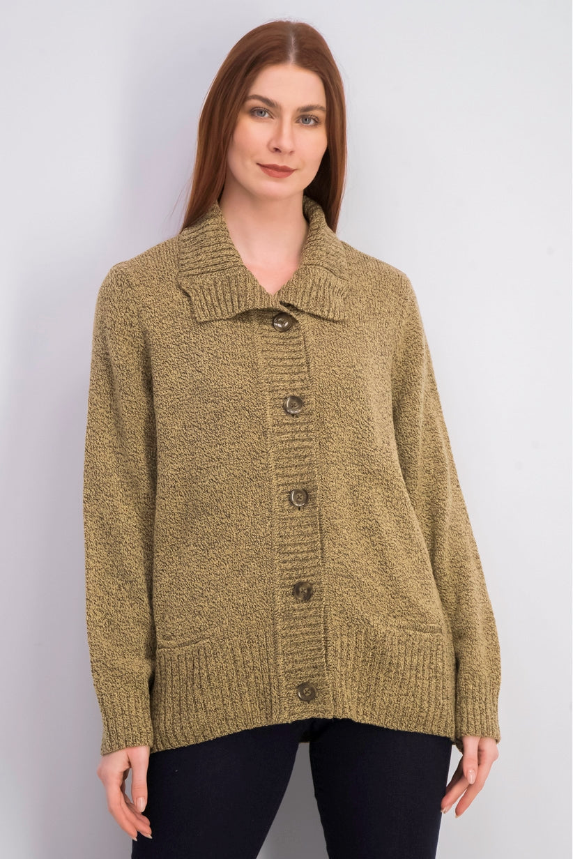 Karen Scott Women's Button-Front Shawl-Collar Cardigan Brown Size Medium