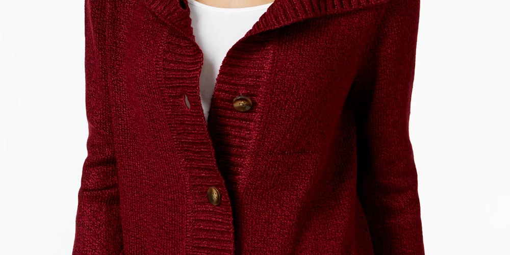 Karen Scott Women's Button Front Shawl Collar Cardigan Red Size Medium