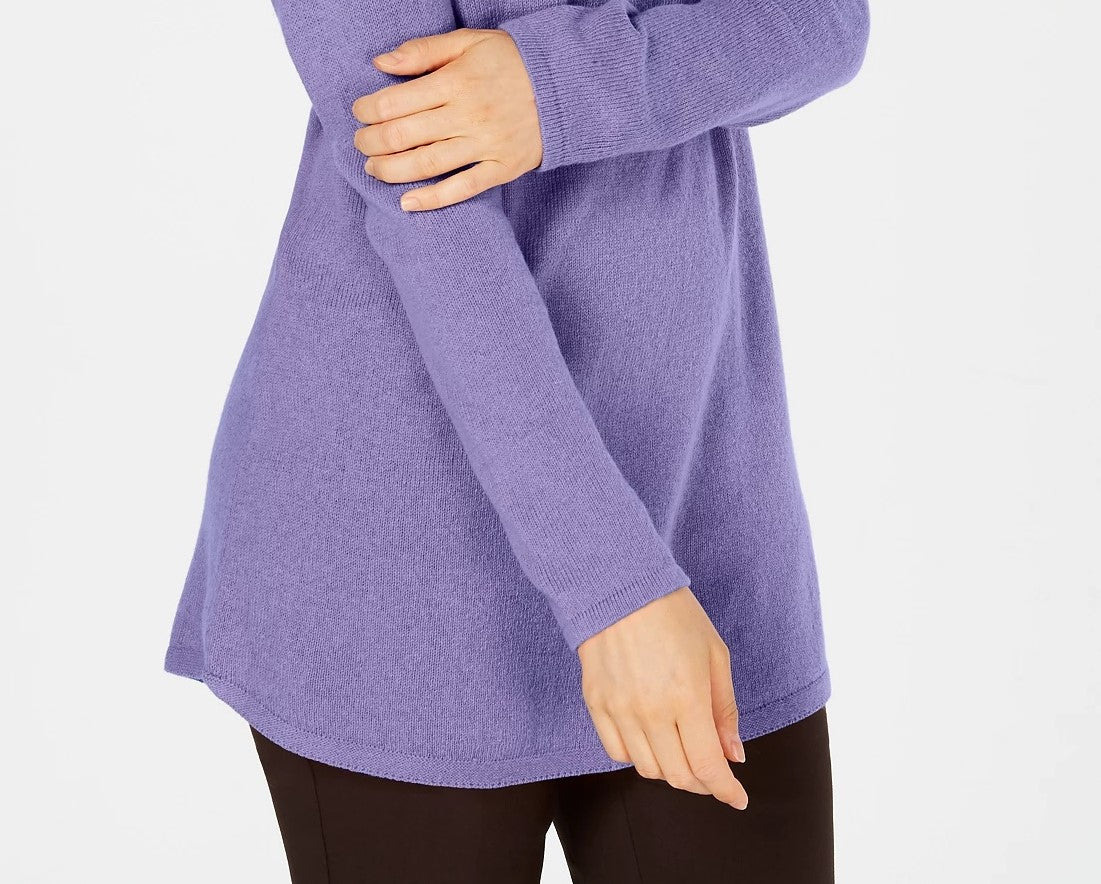 Karen Scott Women's Solid Curved-Hem Tunic Purple Size Medium