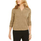 Karen Scott Women's Point Collar Sweater Chestnut Brown Size Petite M