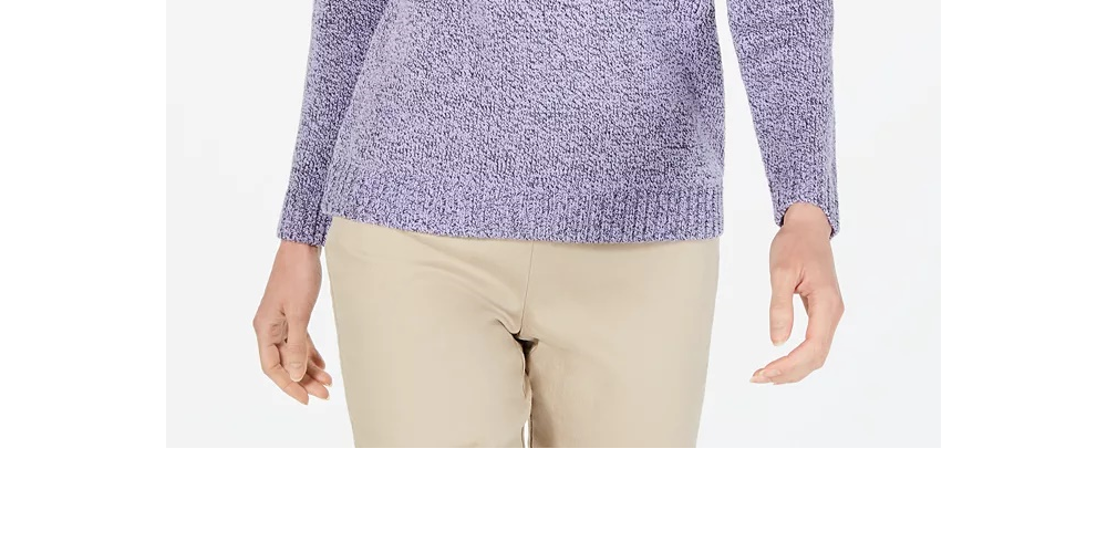 Karen Scott Women's Point Collar Sweater Blue Size Petite Medium