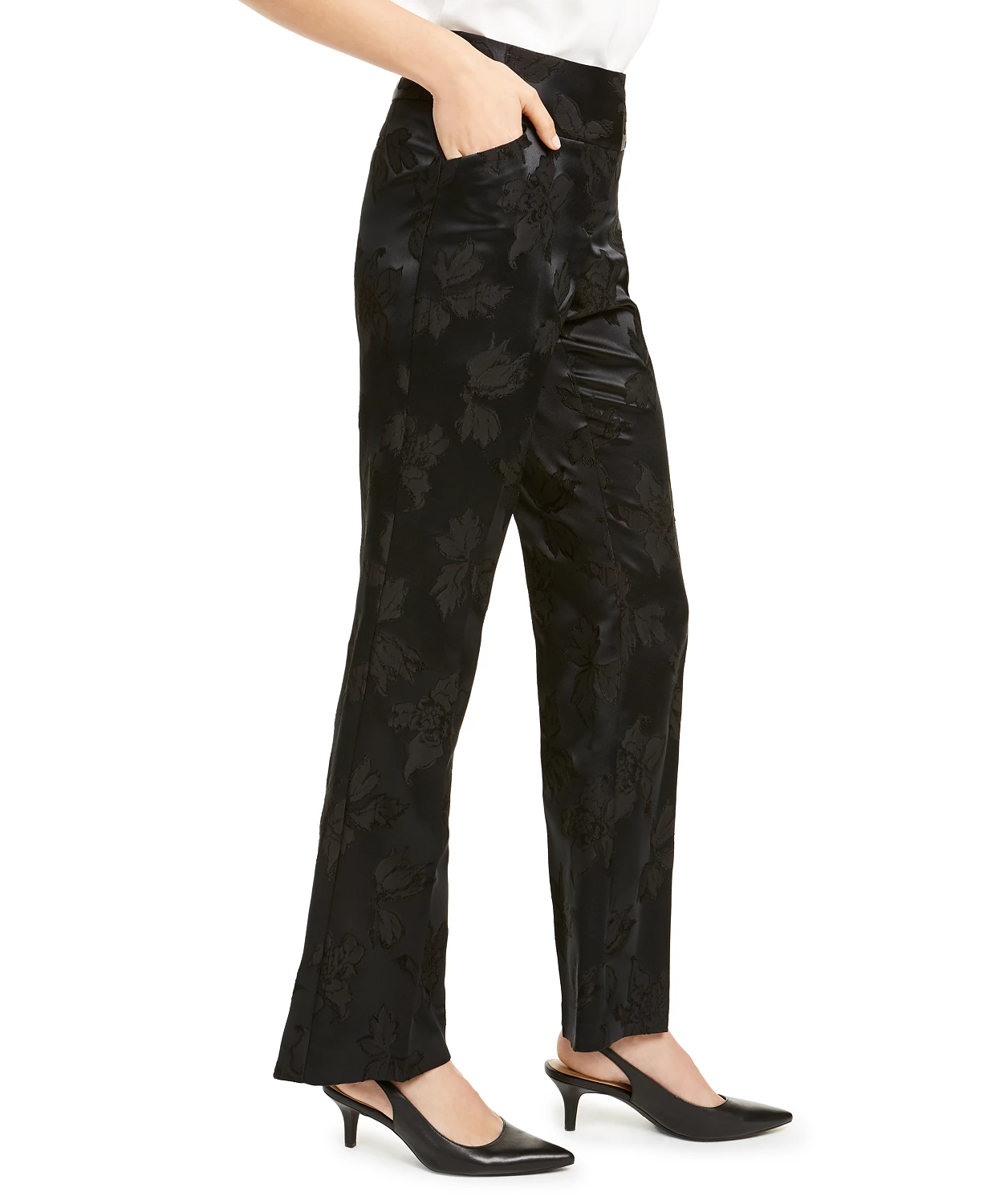 Alfani Women's Tummy Control Jacquard Pants Black Size 10