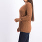 JM Women's Collection Button-Cuff Crewneck Sweater Brown Size XX Large