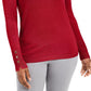 JM Women's Collection Button-Cuff Crewneck Sweater Red Size XX Large