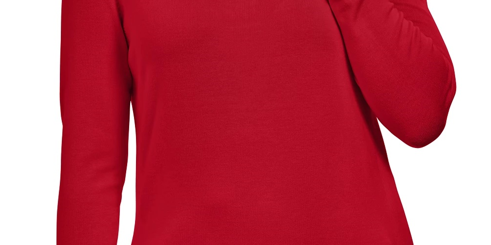 JM Collection Women's Stud Sleeve Pullover Turtleneck Sweater Red Size Small