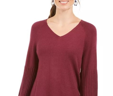Style & Co Women's Bishop Sleeve Tunic Sweater  Red Size X-Small