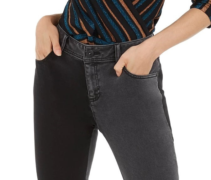 INC International Concepts Women's Two-Tone Skinny Jeans Black Size 0